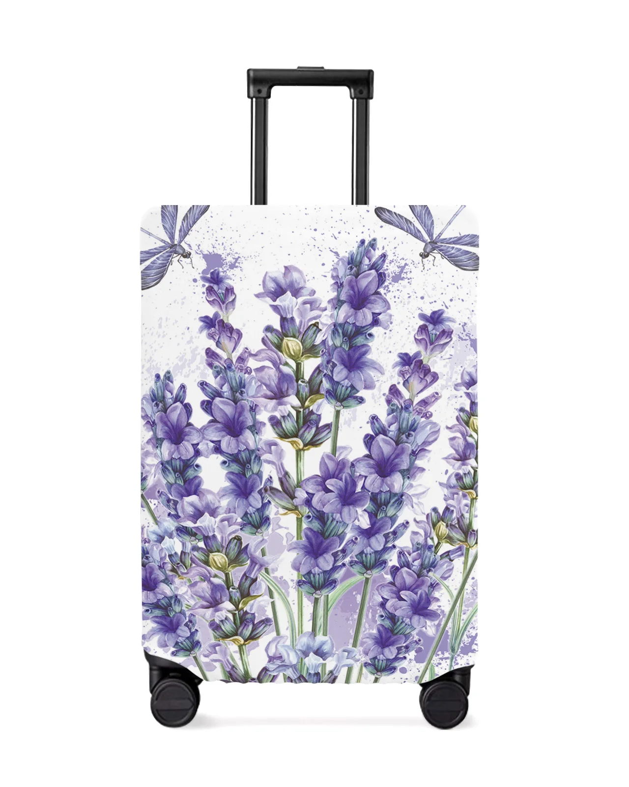 

Purple Flower Lavender Dragonfly White Luggage Protective Cover Travel Accessories Suitcase Elastic Dust Case Protect Sleeve