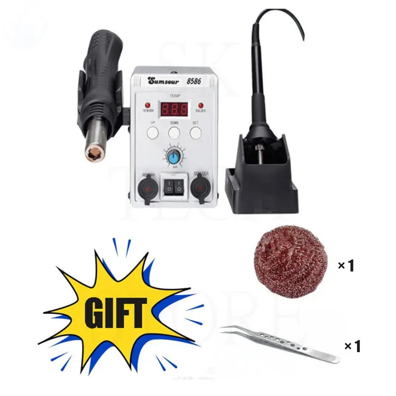 

8586 2-in-1 ESD Soldering Station LED Digital Soldering Iron Desoldering Station BGA Rework Soldering Station 110V220V
