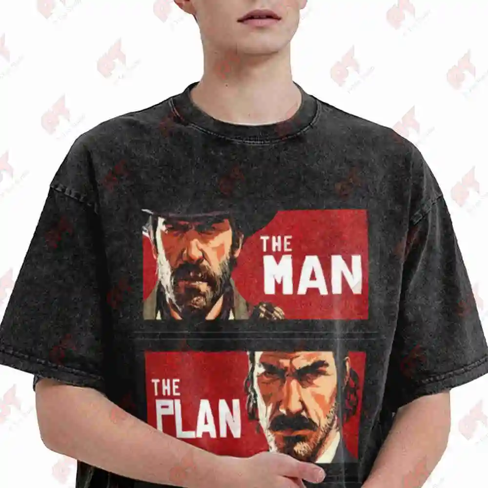 RDR 1 2 Gaming Plans Rats Iconic Logo Vintage Washed Tee Pure Cotton T-Shirt