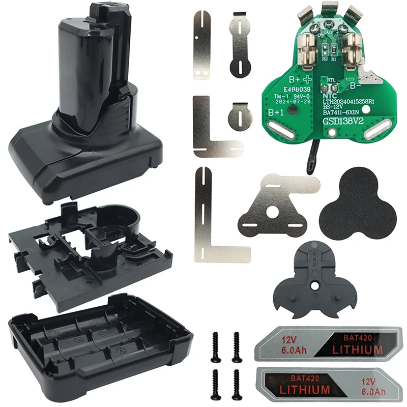 BAT420 Li-ion Battery Plastic Case PCB Charging Protection Board Box For 10.8V 12V BAT412A BAT413A BAT411 Housing Shell