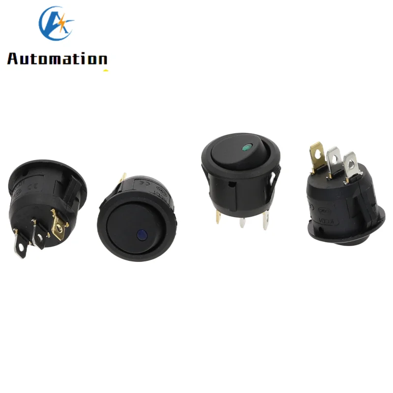3Pins With Led Lights Switch 20A 12V /6A 220V Waterproof Cat Eye Switch Car Auto Round Rocker Switch SPST ON-OFF