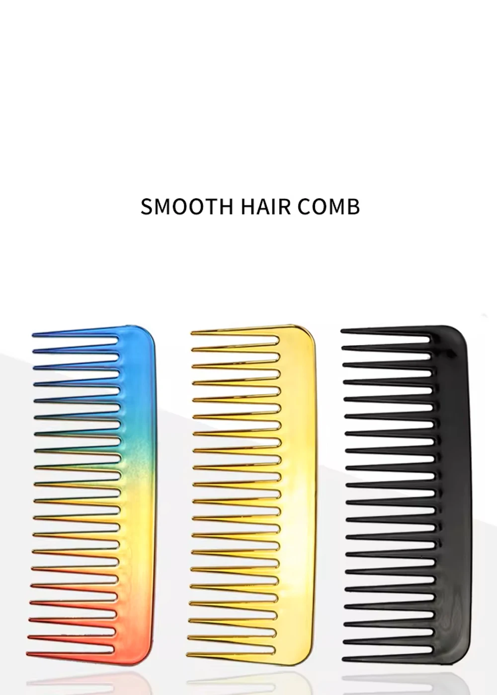 1pc plastic thickened fashionable design comb wide teeth anti-static massage comb hairdressing tool Special for real hair wigs