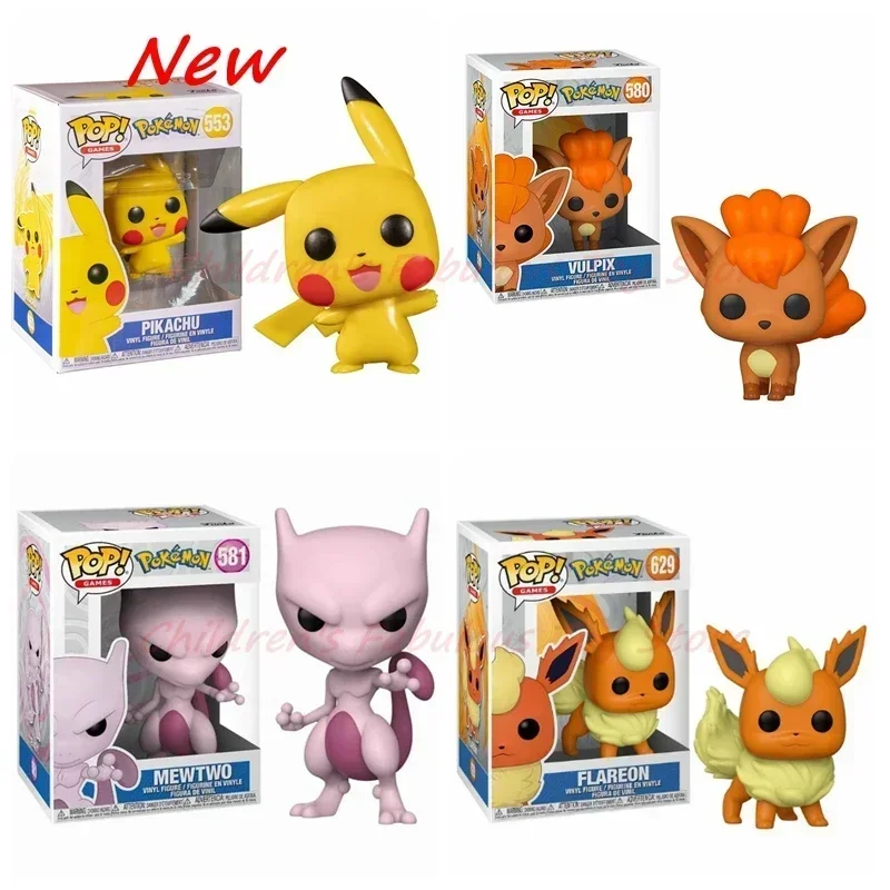 Funko POP Пикачу # 553 Флереон # 629 ВИПИК # 580 MEWTWO # 581 Виниловые куклы Фигурка ПВХ 10 см Модель игрушки для детей Подарок