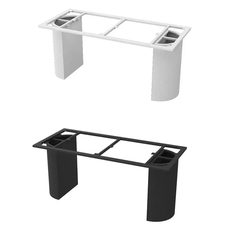 

Wrought iron slate table legs, brackets, cylindrical semicircular oval dining table, tea table, office conference table