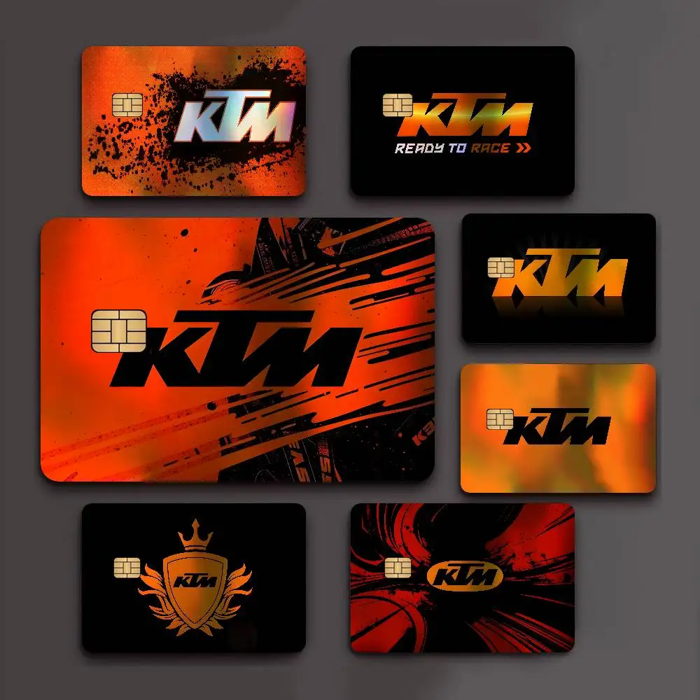Autocollants pour cartes bancaires avec logo K-KTM, effet laser, décorations esthétiques amovibles pour cartes
