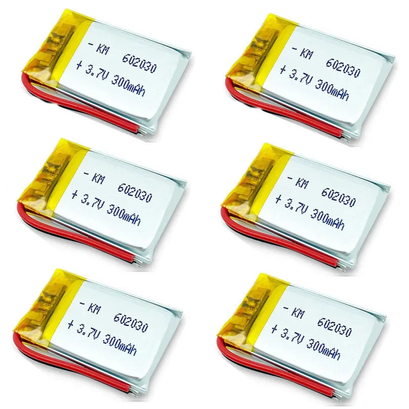 602030 mini akumulator litowy wielokrotnego ładowania Lipo 300mAh 3.7V Bluetooth MP3 karta bezprzewodowa rejestrator Audio baterii litowo-jonowych