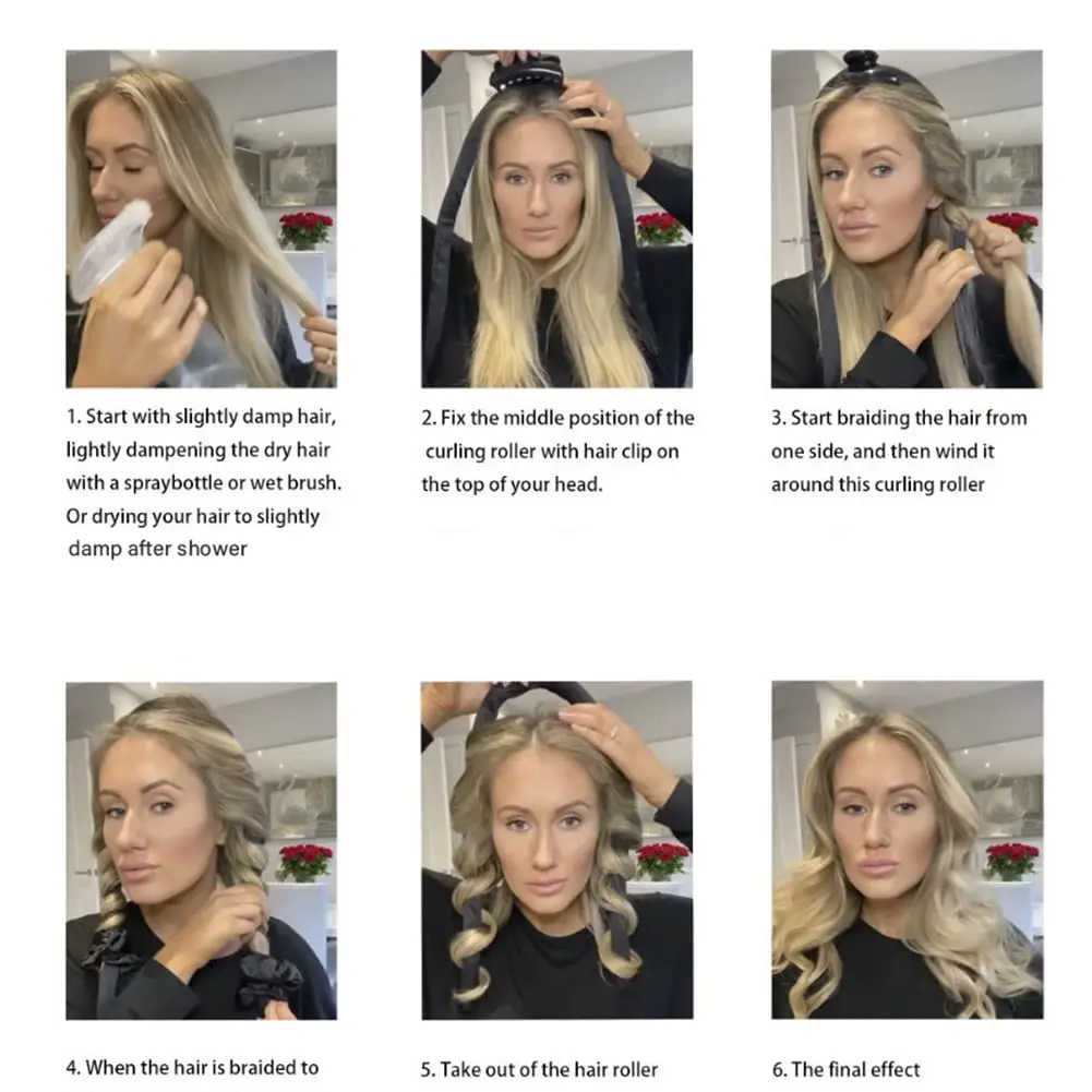 1 Set Hitzefreier Lockenstab für Frauen, Hitzefreies Locken-Stirnband für weiches, glänzendes Haar, Lockenwickler, Friseurwerkzeuge und Zubehör – Detail 1