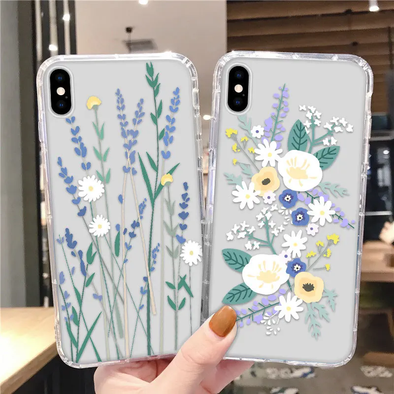 

Flower Lavender Phone Case For iPhone 16 15 14 13 12 11 Pro XS MAX 7 XR 8 7 Plus Clear Cover Fundas