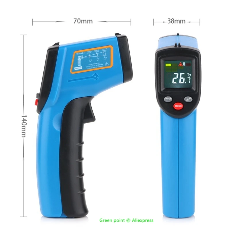 5PC HD Color Screen Display GM333A Infrared Thermometer Non Contact Temperaure Sensors Handheld Digital IR Positioning Laser Gun