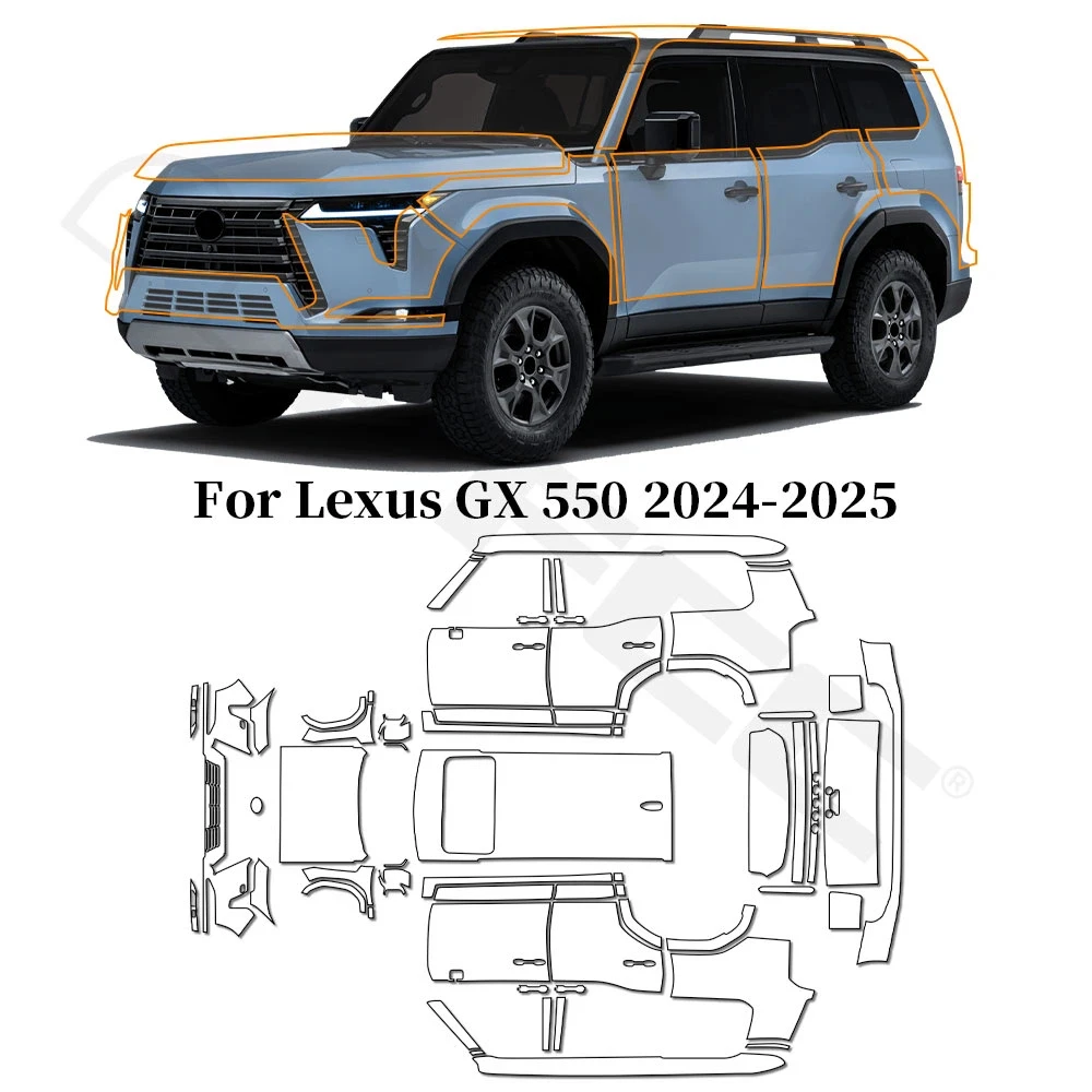 

Защитная пленка для краски из ТПУ против царапин, кузов автомобиля для Lexus GX550 Luxury Premium Over 2024 2025, прозрачный бюстгальтер, предварительно вырезанная наклейка из PPF