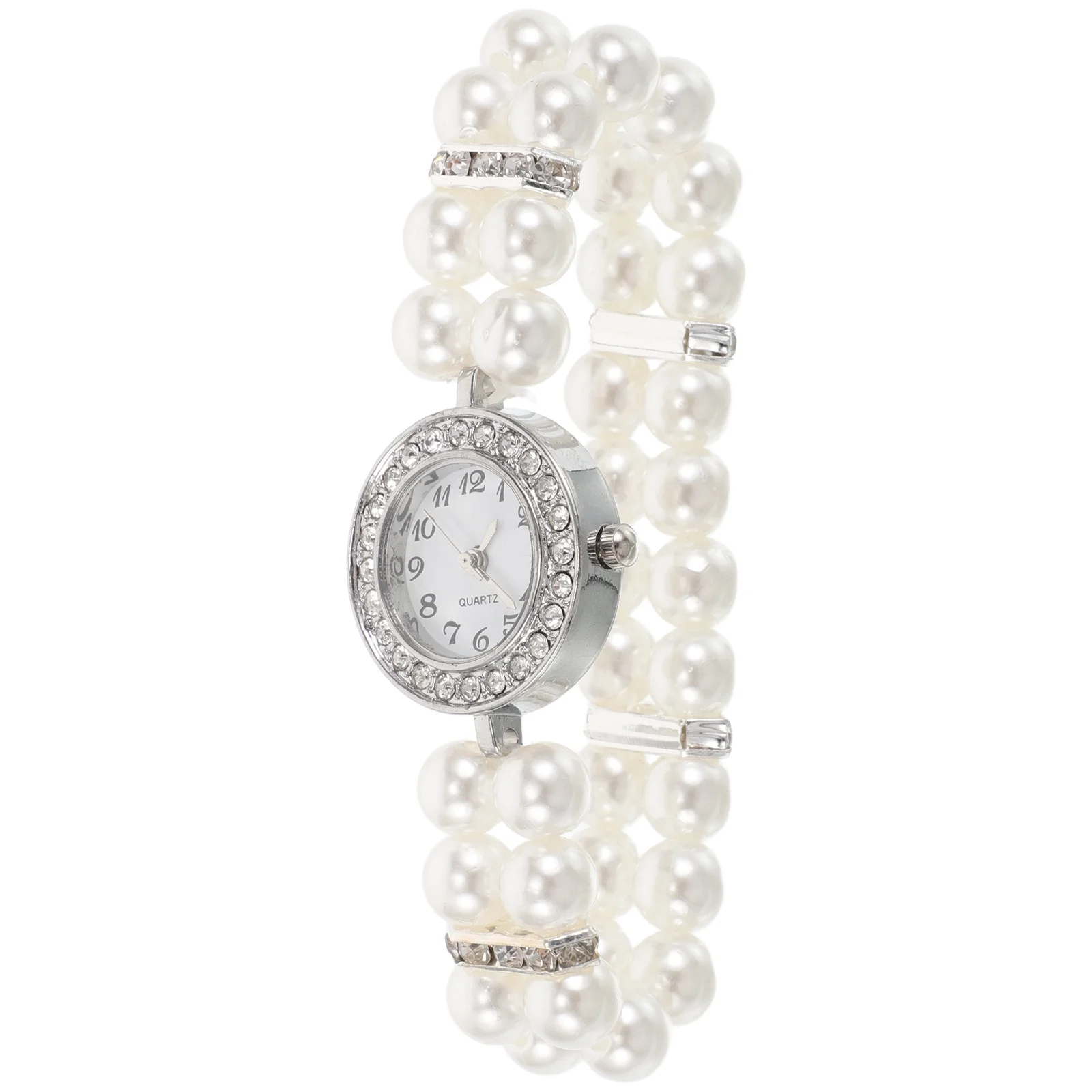 

Pearl Bracelet For Women Elegant Dainty Cuff Style Rhinestone Watch Accessory Vintage Jewelry Bangle Wrist Decor