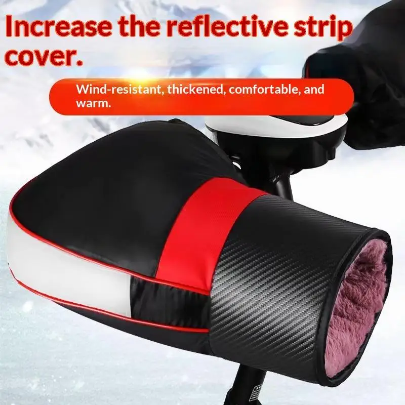 1 Pair Motorcycle Handlebar Gloves Muffs Winter Cycling Gloves Waterproof Handlebar Cover Mitts Snowmobile E-Bike Thermal Gloves
