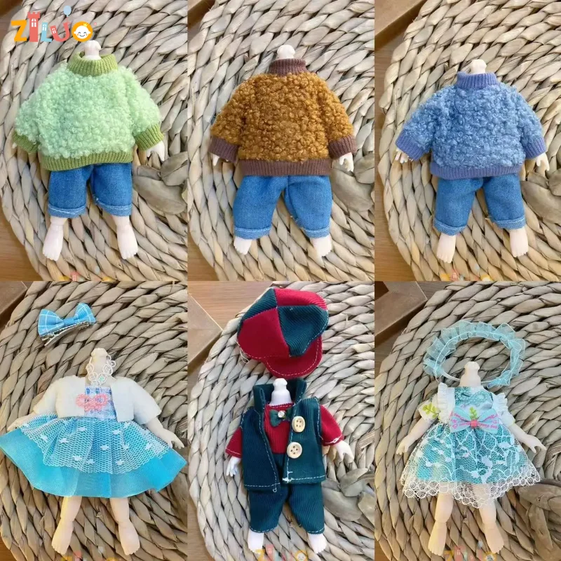 15cm-17cm Bjd Doll Clothes for 1/8 Dress Up Suit Doll Accessories DIY Doll Winter Snowsuit Toys for Girls Boys Birthday Gifts