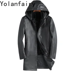 YOLANFAIRY Leather Jackets Men Genuine Goat Skin Men's Clothing Fashion Winter Long Mink Liner Fur Coats New Jaqueta Masculina
