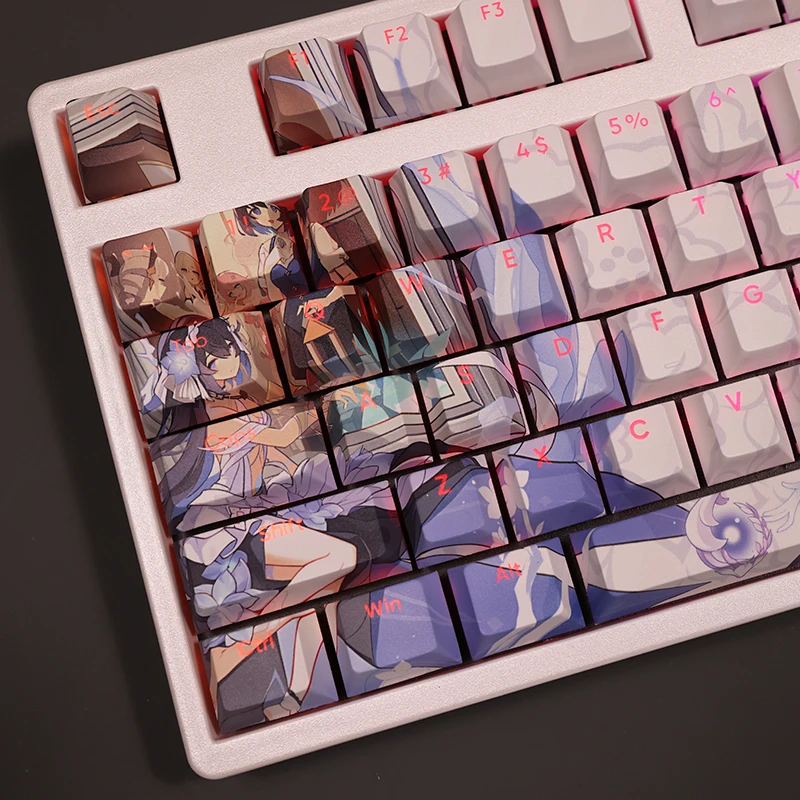 Seele 108 Keycap Herrscher Honkai Impact PBT DYE Sublimation Light Transmitting Cherry Switch Key Cover for Mechanical Keyboard