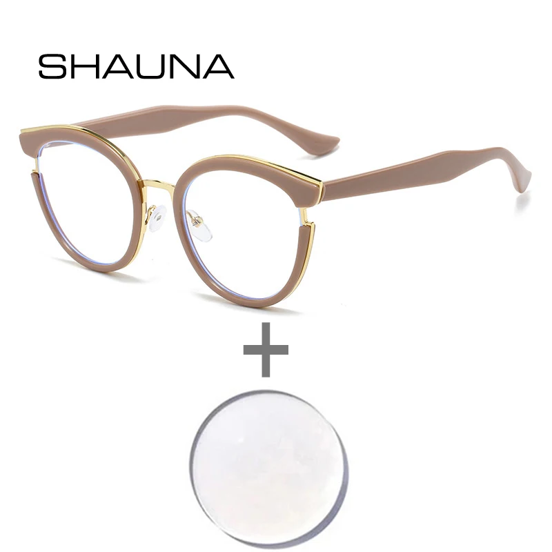 

SHAUNA Ретро TR90 кошачий глаз женские очки по рецепту модные мужские очки для близорукости/дальнозоркости/прогрессивные оптические линзы с рецептными очками