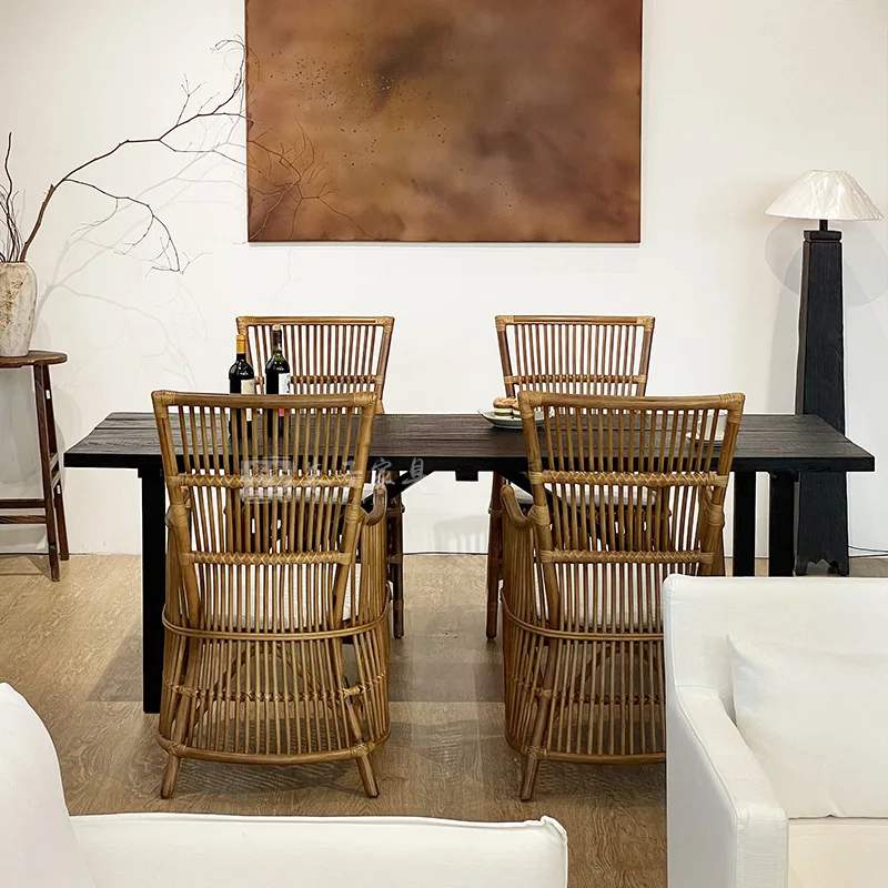 

The Wabi-Sabi Soul: A Solid Wood Plank Table & Chairs in Charcoal.