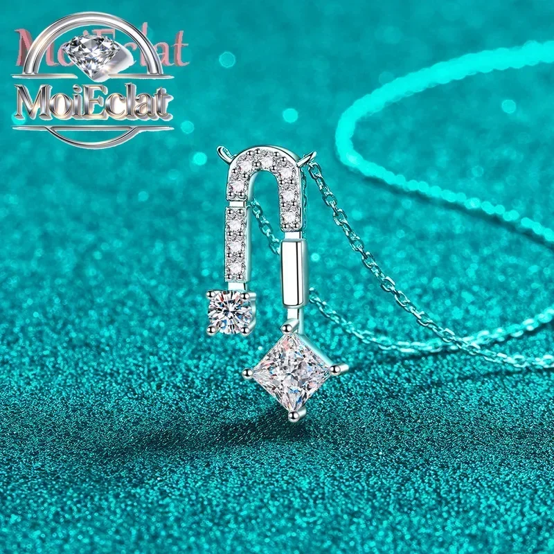 MoiEclat Jewelry 1.3ct Moissanite Necklace U Shaped Pendants for Women, Hypoallergenic Platinum PT950 Clavicle Chain Luxury