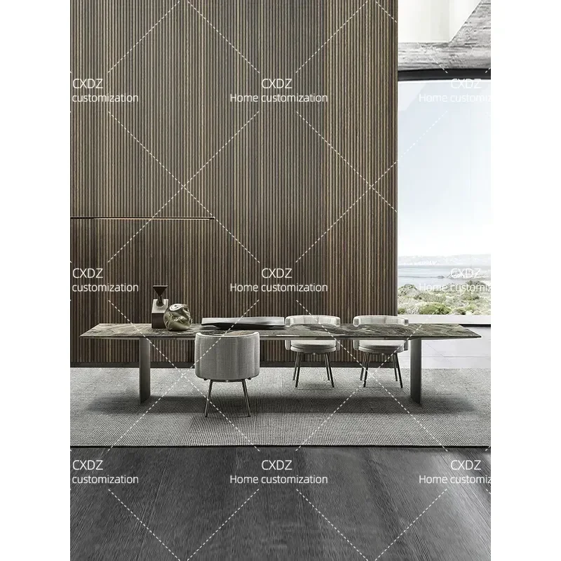 Italian Minimalist Marble Dining Table and Chairs Set Nordic Simple Rectangular Modern Living Room Home Furniture
