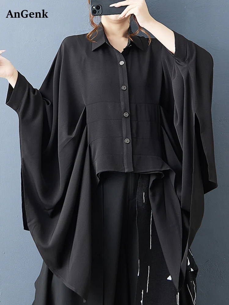 

Женская блузка большого размера с оборками, новая свободная повседневная рубашка с воротником-стойкой и длинными рукавами, модная верхняя одежда, весна-осень 2025