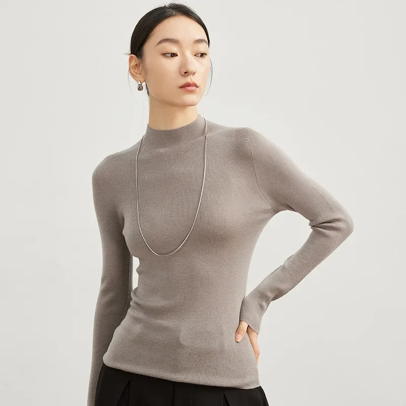 Woolen Sweater Women's 100 Pure Wool New Cashmere Sweater Women Fall Winter Long-sleeved Solid Knitted Sweater Female