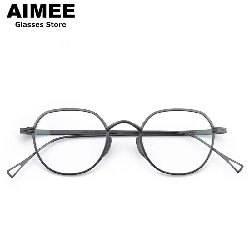 Japanese Handmade Pure Titanium Ultralight Glasses Frame Men Woman Pologon Prescription Eyeglasses Optical Eyewear KMN1301 Gafas