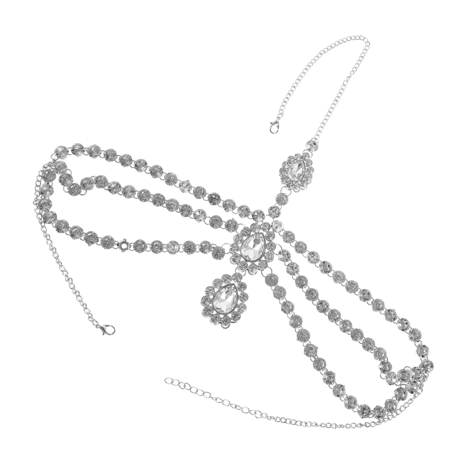 

Rhinestone Head Chain for Women Silver Hair Accessories Headgear Trendy Prom Multi layer Design Fashionable Full Inlay Shining