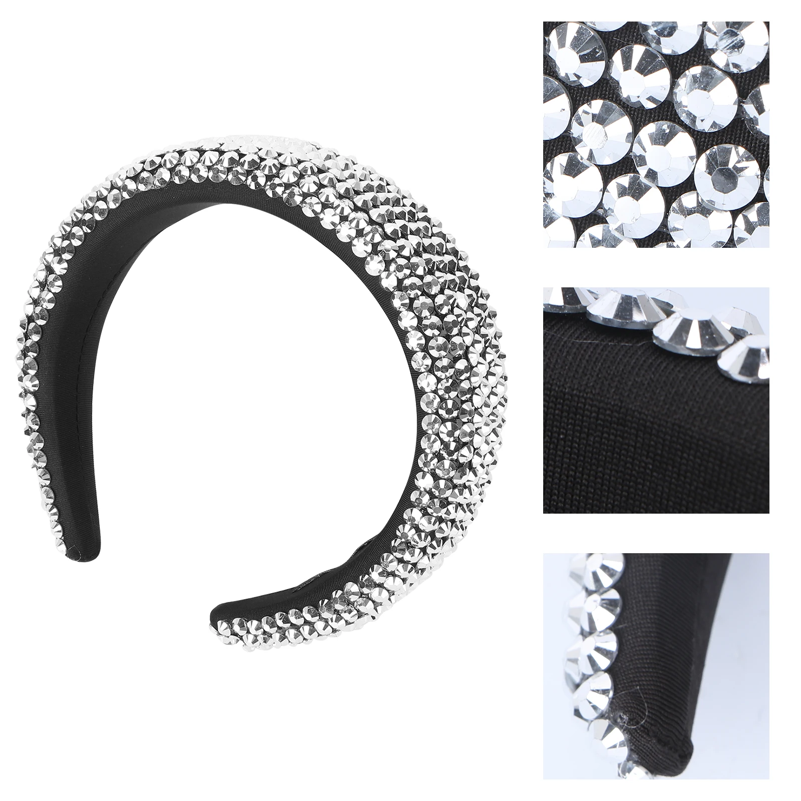 

Rhinestone Headb Women Headdress Shiny Bridal Hair Accessories Girls Sponge Silver Wedding Party Banquet Crystal