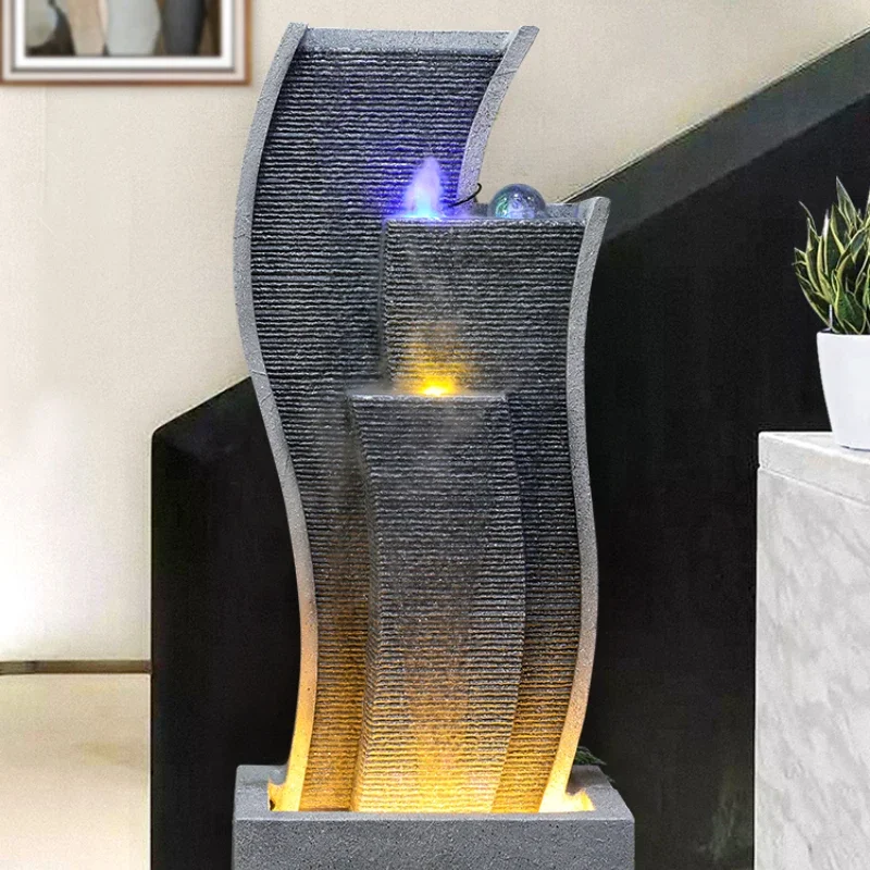 Water Curtain Wall Fountain Landscape Humidifier Office Opening Fortune Floor-Standing Decorations