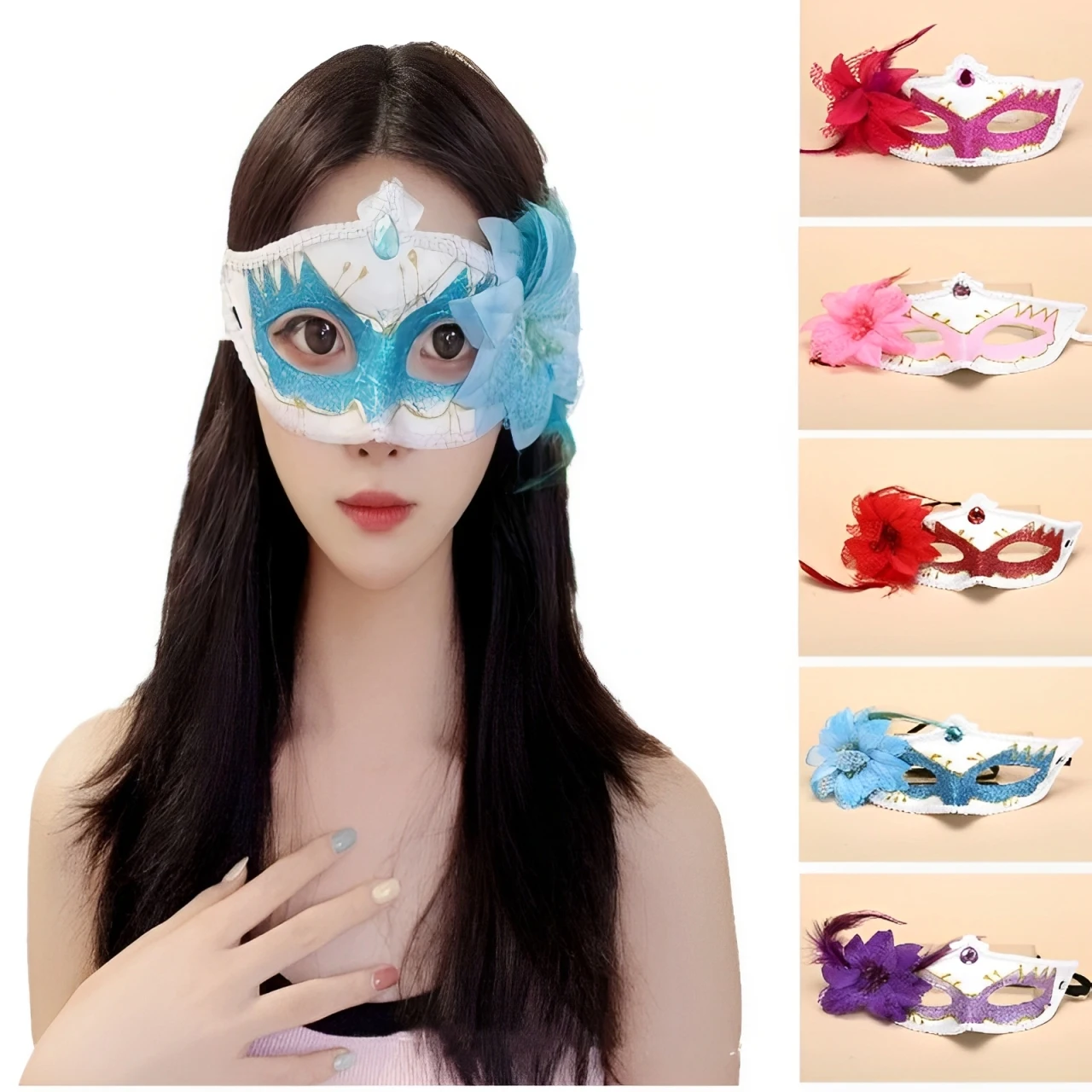 Masques de mascarade de fleurs pour femmes, Sexy, dentelle, strass, Costume d'halloween Mardi Gras, Cosplay, accessoires de fête d'anniversaire, de bal