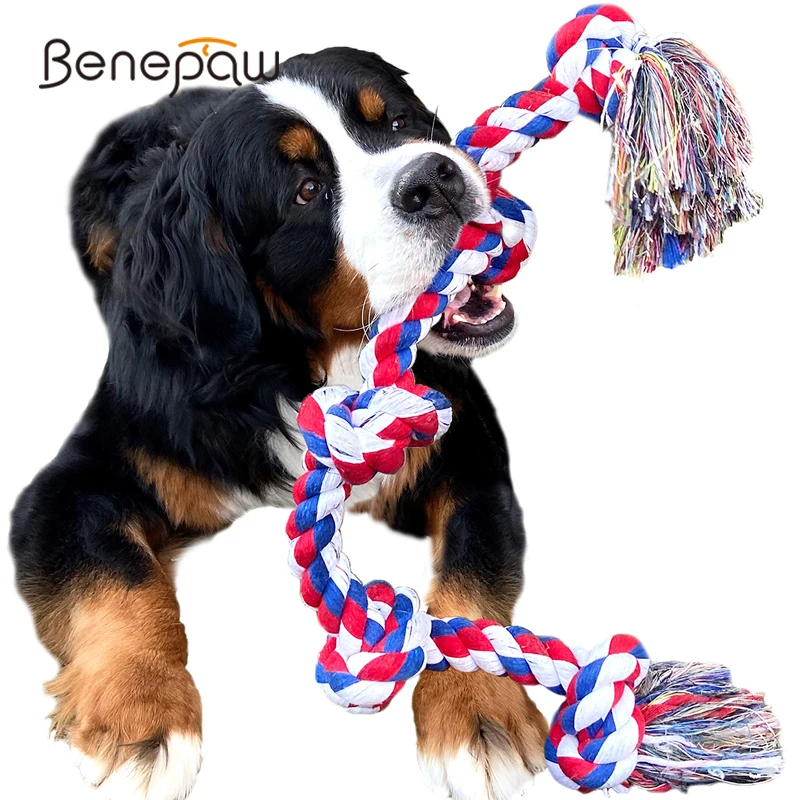 

Benepaw Durable Dog Rope Toy For Aggressive Chewers Tough Natural Cotton Pet Rope Chew Toys For Large Dogs Teeth Cleaning