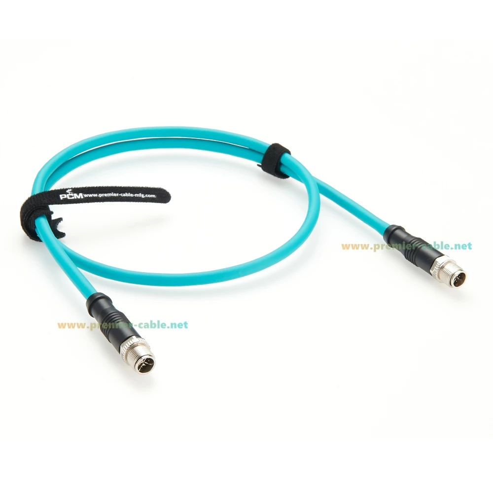 IP67 Industrial Ethernet M12 X Code Male to Male Shielded Cable Cat6A GigE Vision High Flex Cord for Cameras Profinet Ethercat