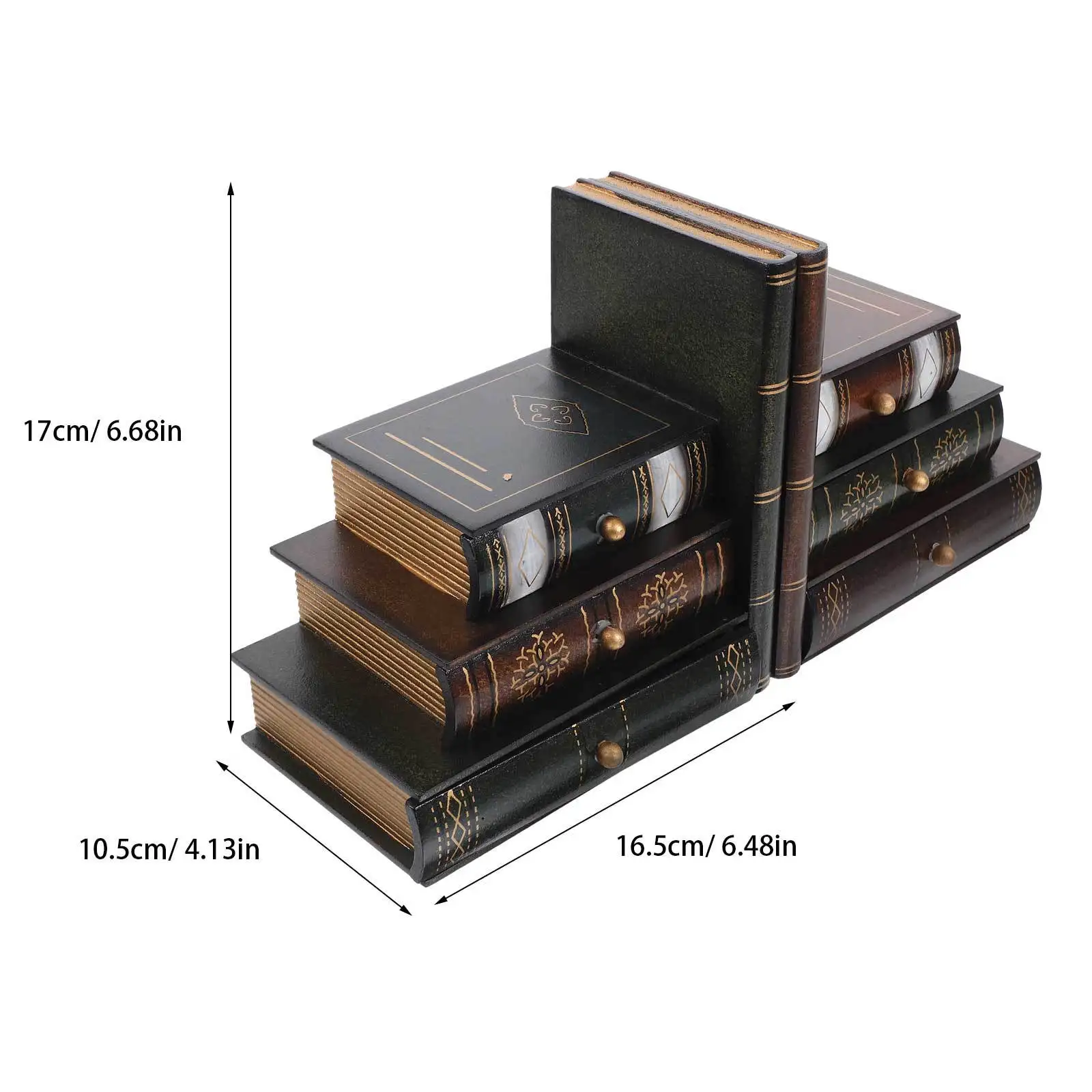 Bookend Storage Box Natural Wood Large Capacity For Shelves Decorative Bookends Functional Bookshelf Display Wood Storage