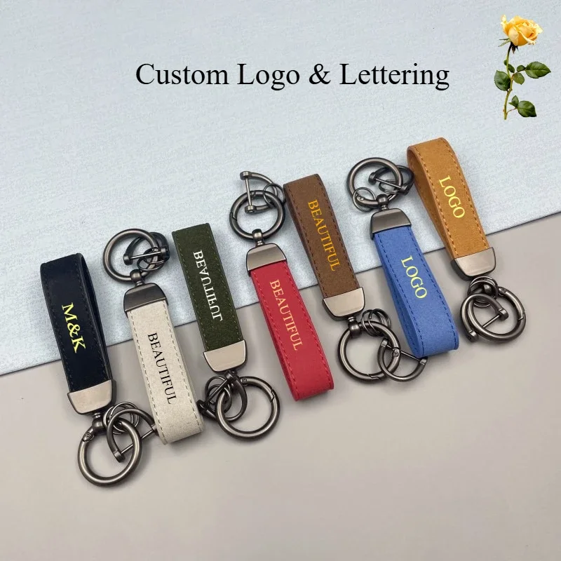 

Custom Colorful PU Leather Keychain Metal Keyring for Women Men Bag Pendant Fashion Car Key Holders Business Gifts Key chain