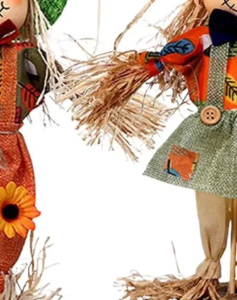 Scarecrow Decorations 2 Pieces Outdoor Harvest Decoration Stakes with Cloth and Hat Ornament Home Garden Lawn Festival Harvest