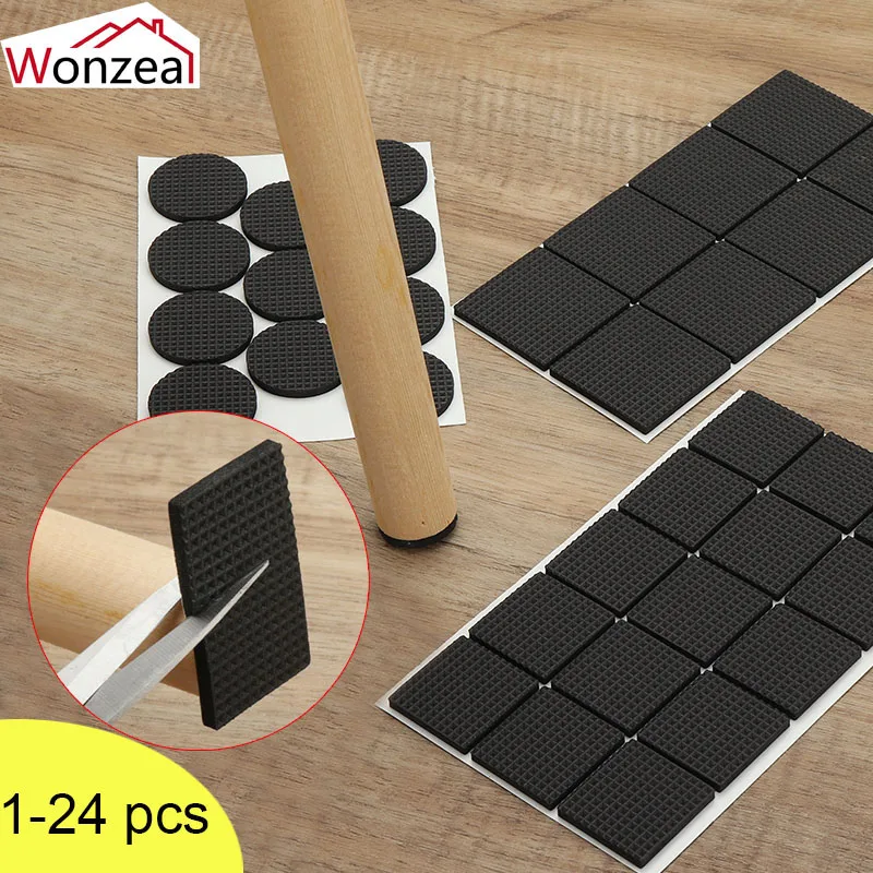 

Adhesive Mats Rubber 1-24PCS Furniture Leg Feet Rug Felt Pads Anti Slip Mat Bumper Damper For Chair Table Protector Hardware