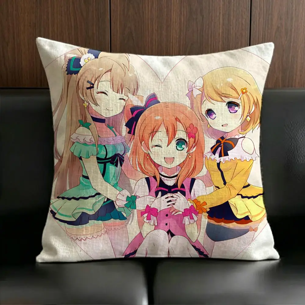 Anime Poster L-Love L-Live Cushion Cover Anti-dustmite Pillowcase Invisible zipper silky short plush Sofa cushion cover