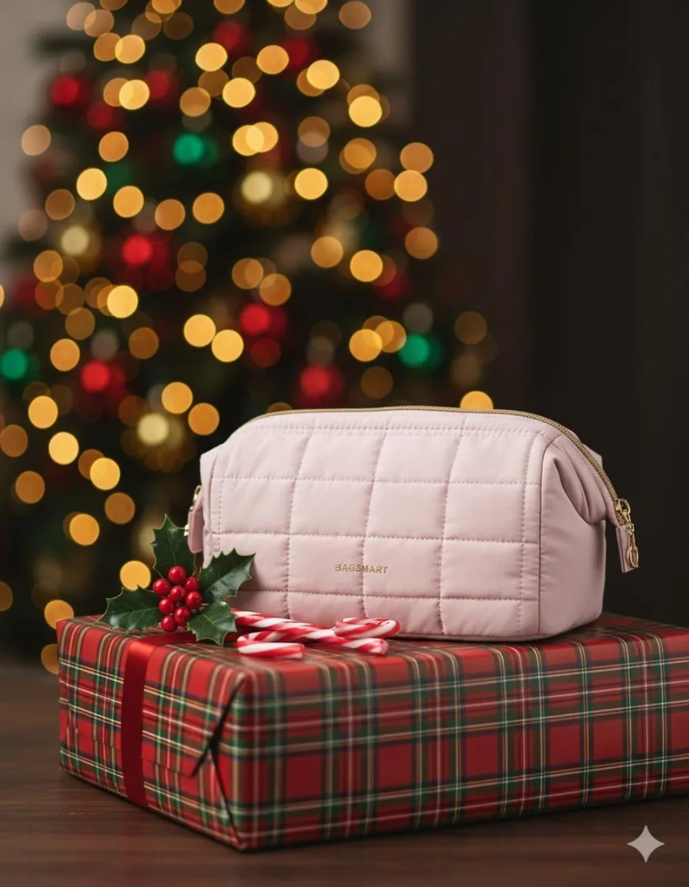 Puffy Makeup Bag Travel Toiletry Organizer, Wide-open Pouch for Cosmetics & Brushes, Pink view 2