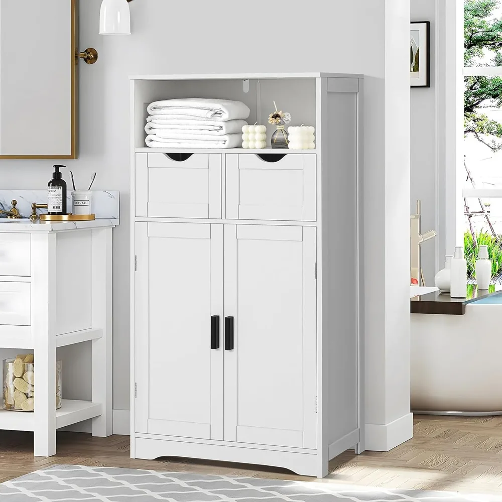 Bathroom Cabinet,Storage Cabinet,with 2 Drawers and Adjustable Shelves, Bathroom Cabinets