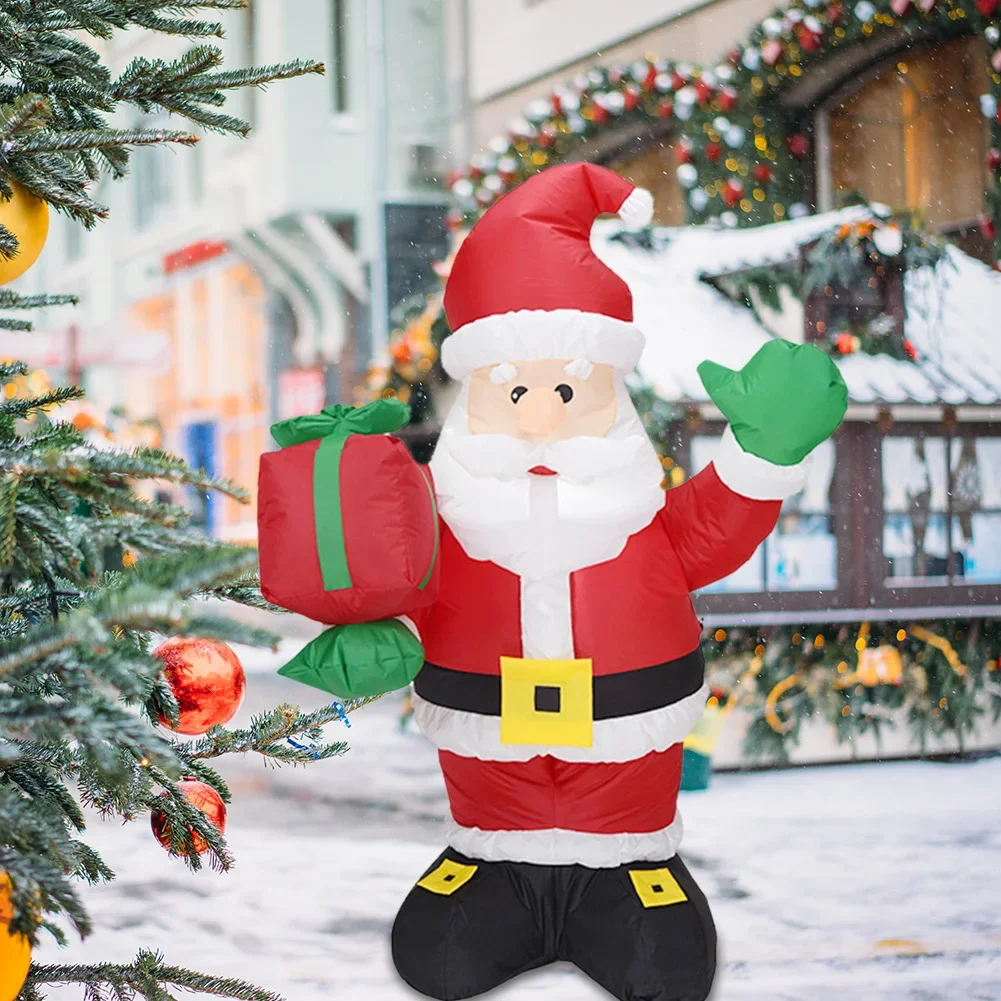 Inflatable Santa Claus Waving Inflate Model Christmas Decoration Glowing Doll Cartoon Giant LED Lamp Party Gifts Outdoor Lawn