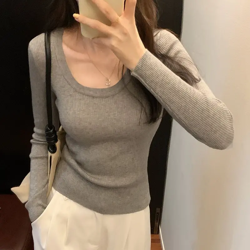 Front Shoulder U-neck Knitted Sweater With Women's Winter 2024 New Model