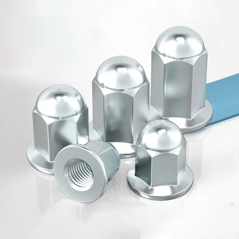 M5 M6 M8 M10 White Zinc Carbon Steel Extended Flange Acorn Nut Heightened Flange Cap Nuts For Motorcycle Cylinder Nuts