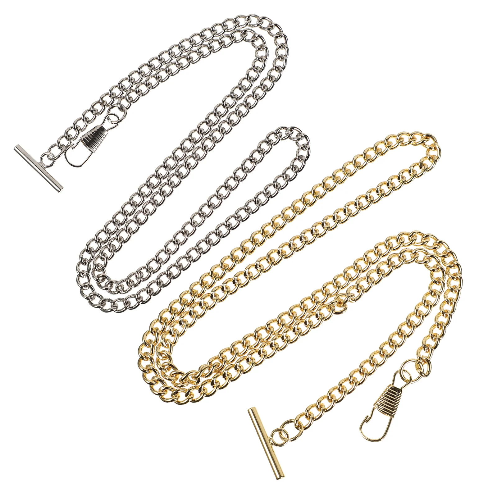 

2pcs Retro T-bar Metal Pocket Watch Chain Metal Chains Durable Iron Fob Jeans Belt Decor Jeans Belt Chain Gifts