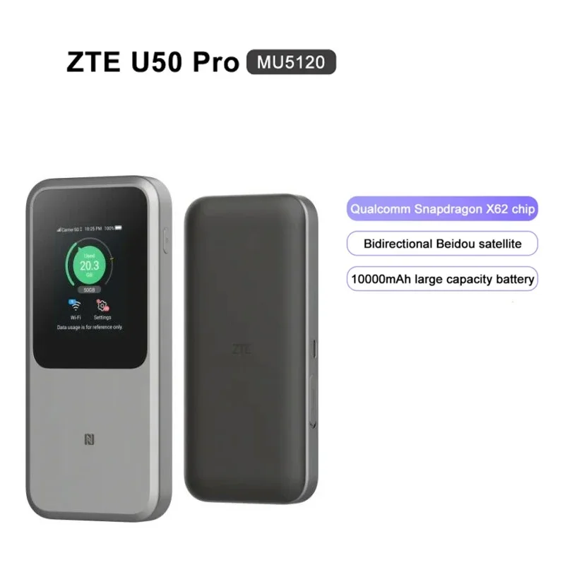 Imagem -02 - Zte Portátil 5g Wifi Roteador Mu5120 Bolso Hotspot Repetidor de Slot para Cartão Sim Mu5120 Wifi 10000mah 3600mbps