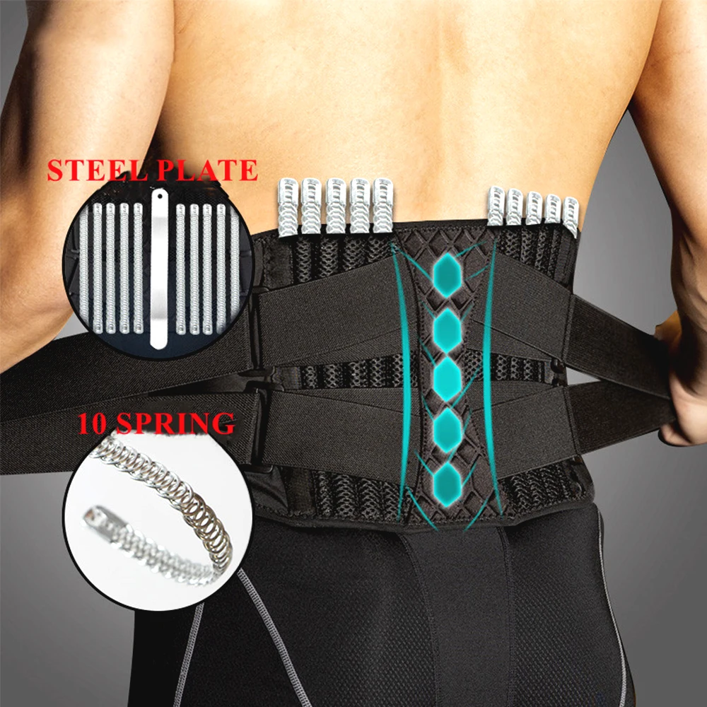 Sports Adjustable Lumbar Back Brace Anti-skid Breathable Waist Support Belt for Exercise Fitness Cycling Running Gym Tennis Golf