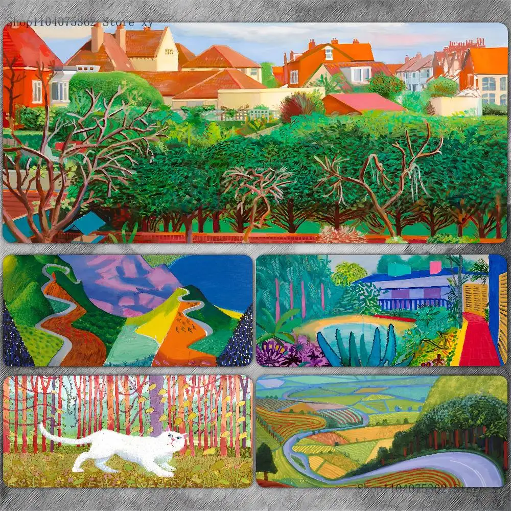 David Hockney Art Mouse Pad Large Gaming Keyboard Mat LockEdge Rubber Computer Office Accessories