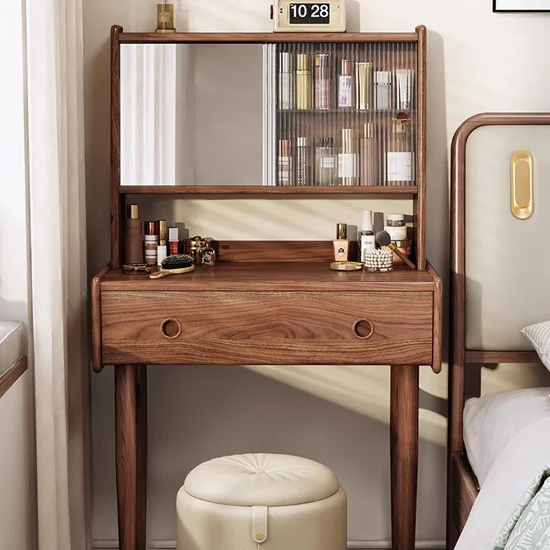 Small Bedroom Vanity Table Makeup Mirror Drawers Women Vintage Tall Dressing Table Modern Wood Penteadeira Chinese Furniture