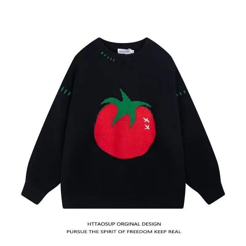 

Autumn Winter New Arrival ato Embroidered Knitwear round Ne ex Cute Trendy Sweater Casual Sle Polyester Fiber