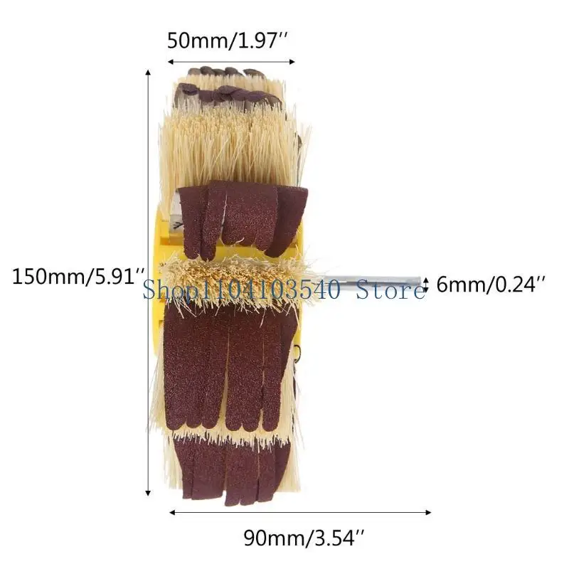 02DC Shaft Mounted Sisal Emery Cloth Bristle Grinding Buffing Brush Polishing Wheel