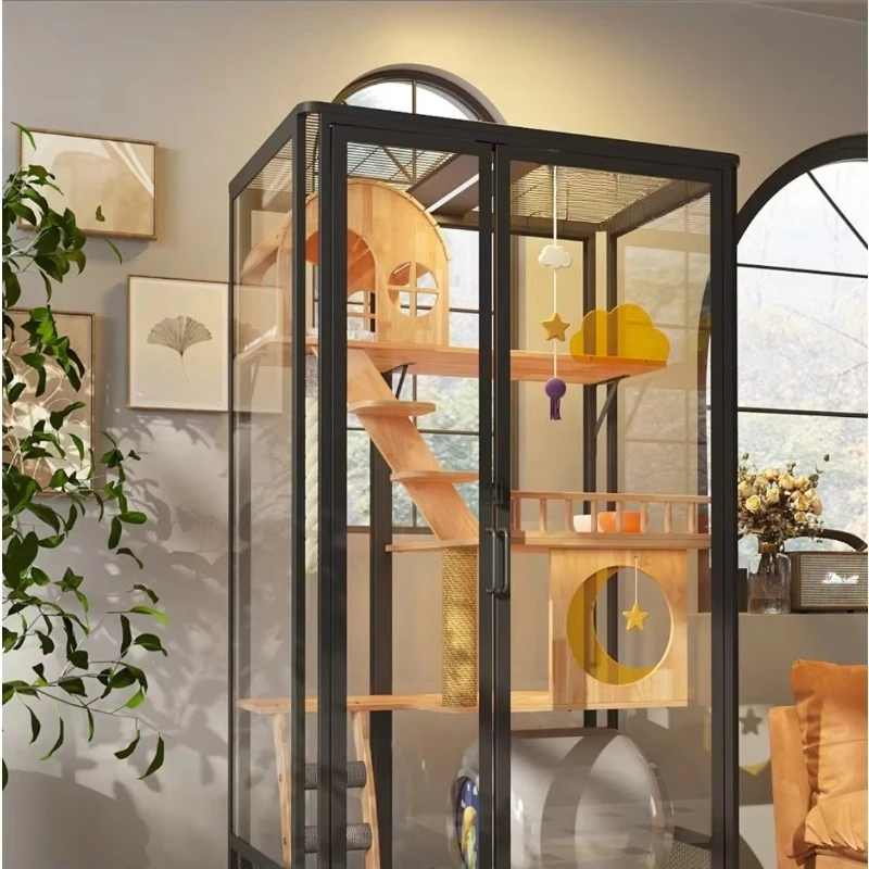 Small Luxury Cat Villa Indoor Assembled Ready Modern Cat House With Comfortable Padding Pet Shop Cat Goods